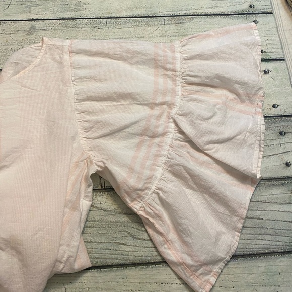 Beachlunchlounge pink white stripe pattern big flowy sleeves shirt. M - Picture 8 of 10